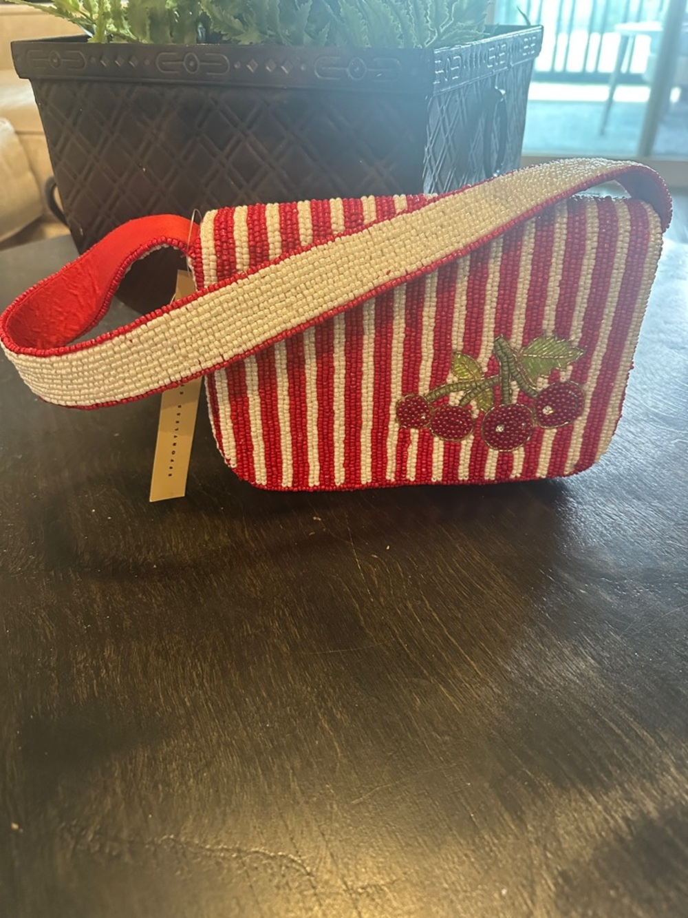 Beaded Red & White Cherry Bag